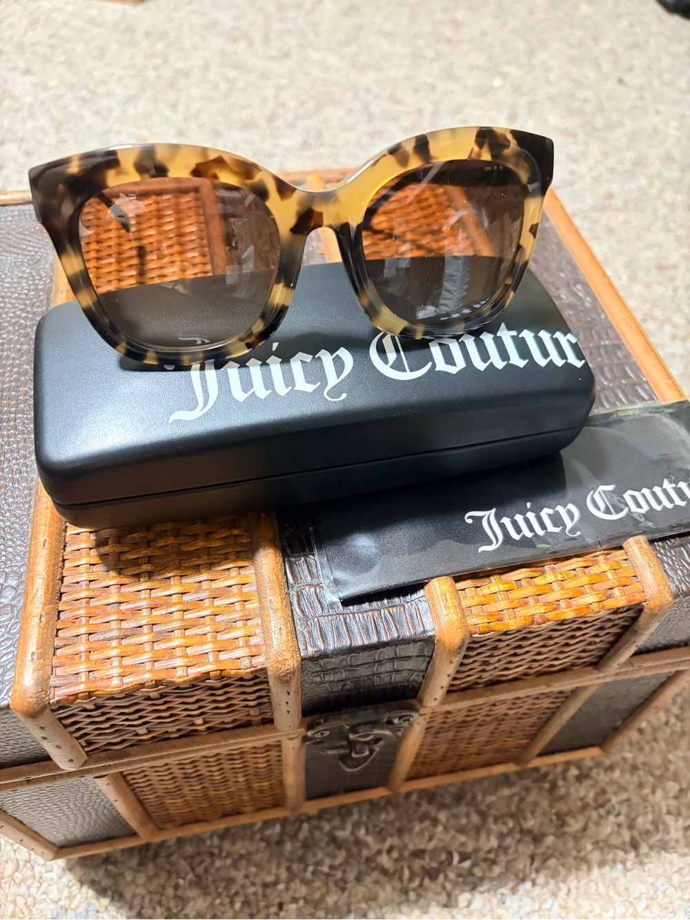 Juicy Couture Tortoiseshell Cat Eye Sunglasses with Brown Lenses